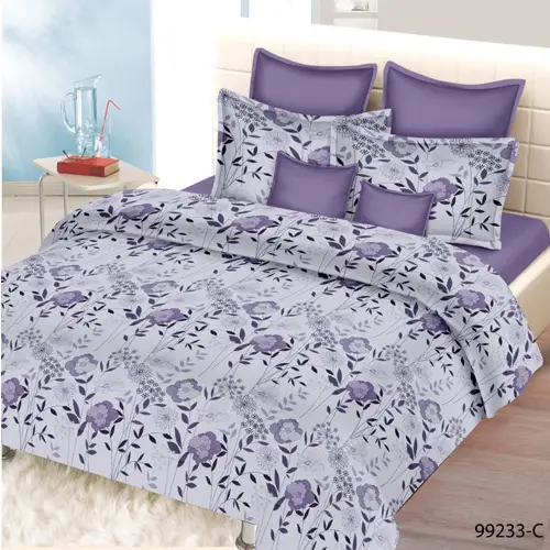 Flower-plant - Double Bed Printed Cotton Bedsheet and Comforter Set
