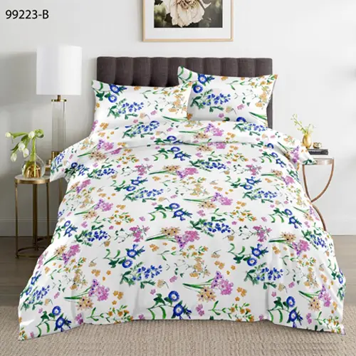 Orchid - Double Bed Printed Cotton Bedsheet and Comforter Set