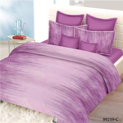 Plain-print- Double Bed Printed Cotton Bedsheet and Comforter Set