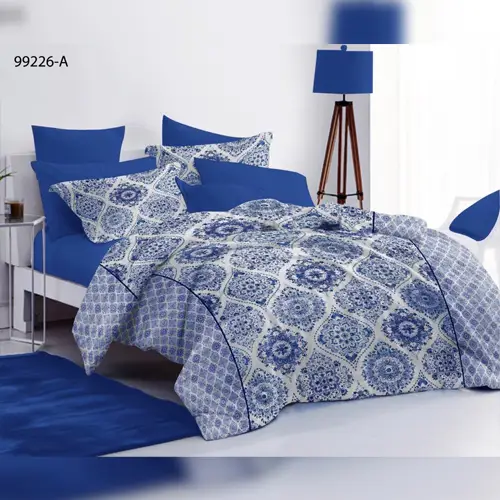 Traditional - Double Bed Printed Cotton Bedsheet and Comforter Set