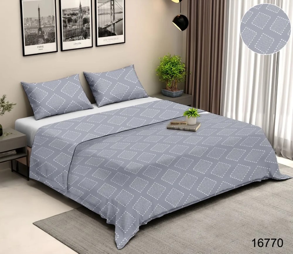 Square - Gravity Double Bed Printed Cotton Bedsheet