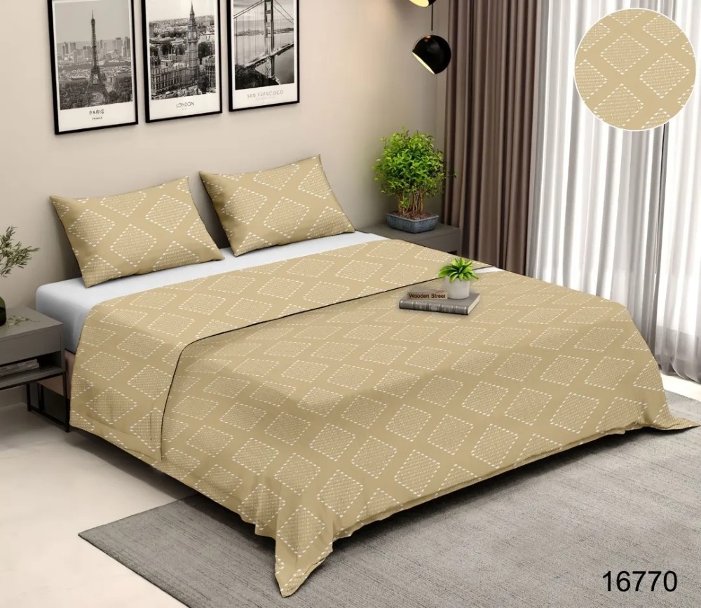 Square - Gravity Double Bed Printed Cotton Bedsheet