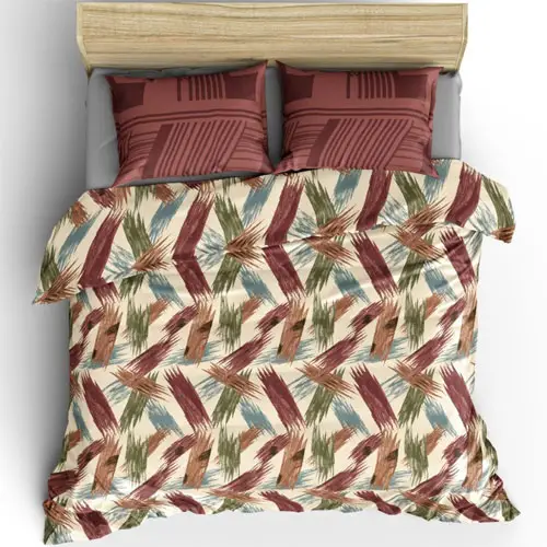 Stroke - kaffa Double Bed Printed Cotton Bedsheet