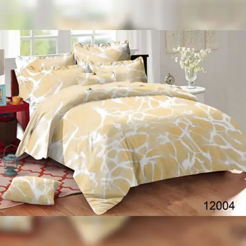 Yellow - Victory Double Bed Printed Cotton Bedsheet
