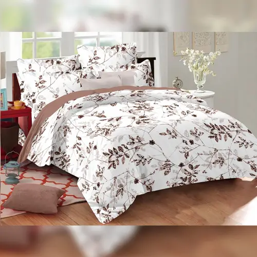 flower-print - Vision Double Bed Printed Cotton Bedsheet