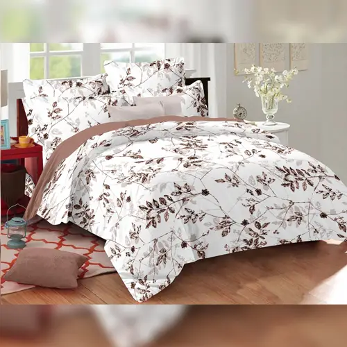 Flower-twig - Vision Double Bed Printed Cotton Bedsheet