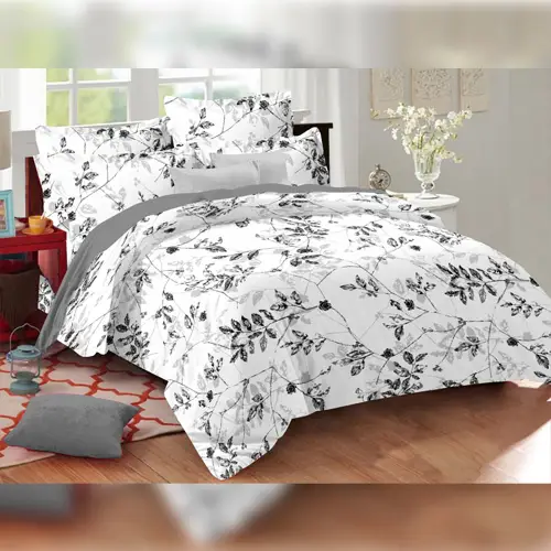 Flower-twig - Vision Double Bed Printed Cotton Bedsheet