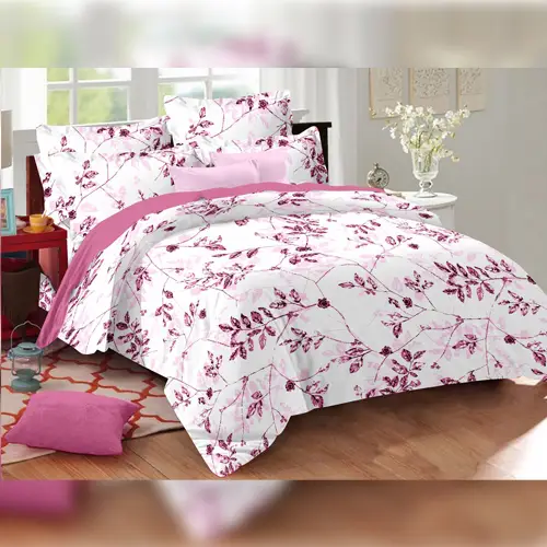 Flower-twig - Vision Double Bed Printed Cotton Bedsheet