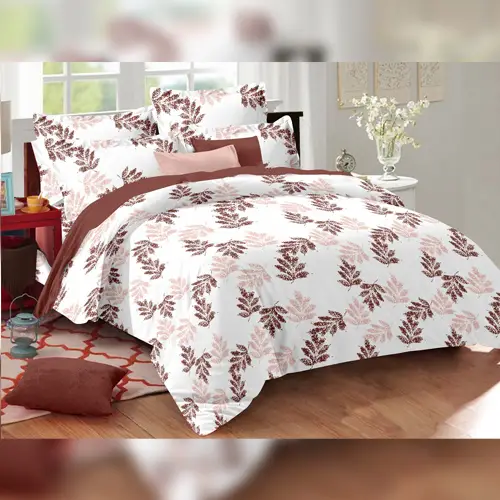 Leaf-print - Vision Double Bed Printed Cotton Bedsheet