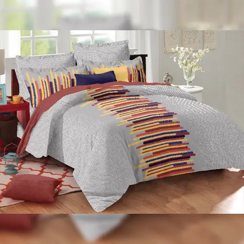 Line - Vision Double Bed Printed Cotton Bedsheet