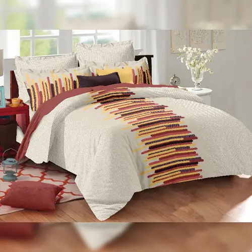 line - Vision Double Bed Printed Cotton Bedsheet