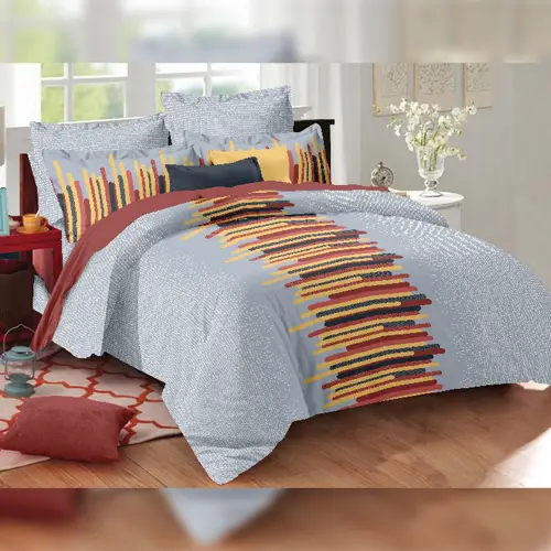 line - Vision Double Bed Printed Cotton Bedsheet