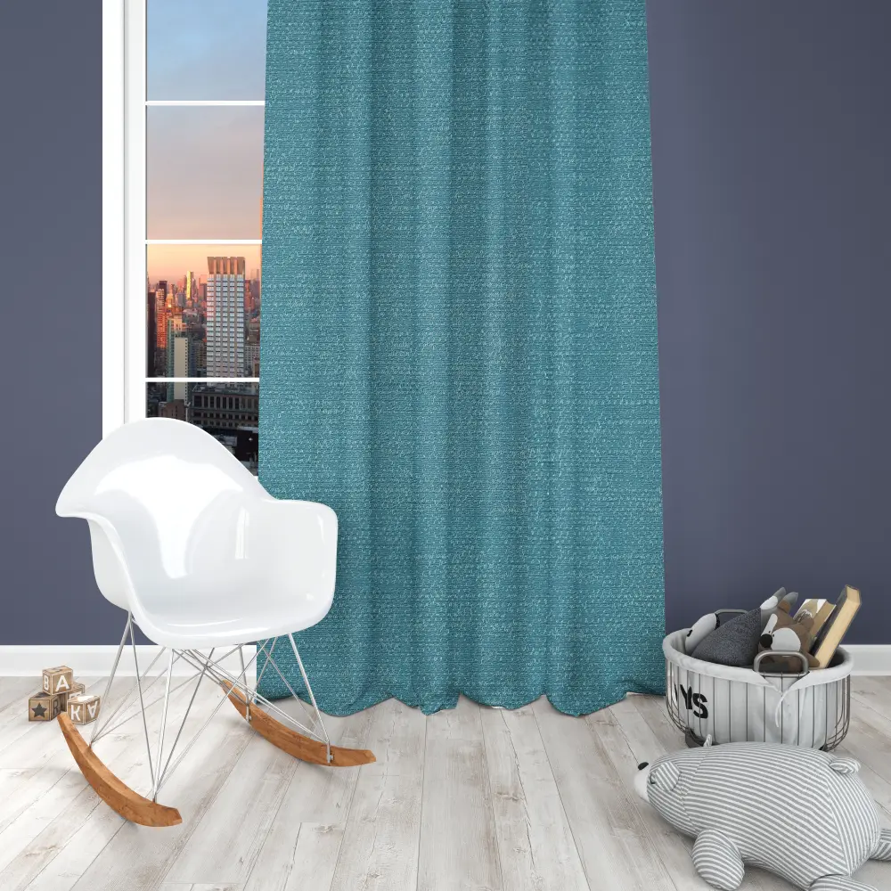 Blue Linen Blackout Curtains