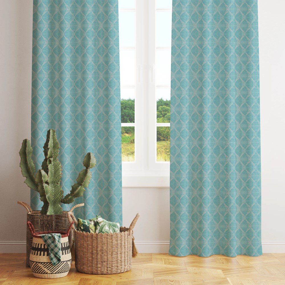  Sheer Teal  Curtain Fabrics
