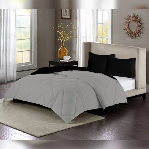 Plain Comforter Black and Gray