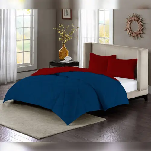Plain Comforter Blue and Red